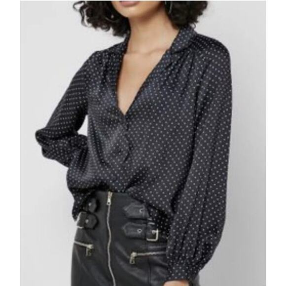 Topshop Polka Dot Scallop Blouse Size 8 - Picture 1 of 13